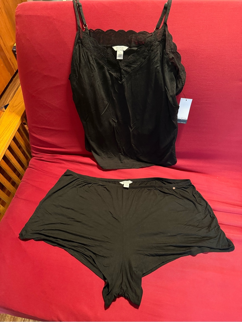 Black Lace Trim Cami and Shorts PJ Set NWT